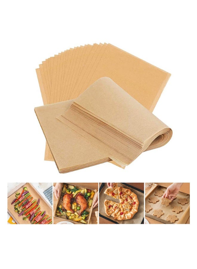 100 Pieces Parchment Paper Baking Sheets, Precut Non-stick and Unbleached, Will Not Curl or Burn, Non toxic and Comes in Convenient Packaging, 30cmX40cm (Brown) - Image 1