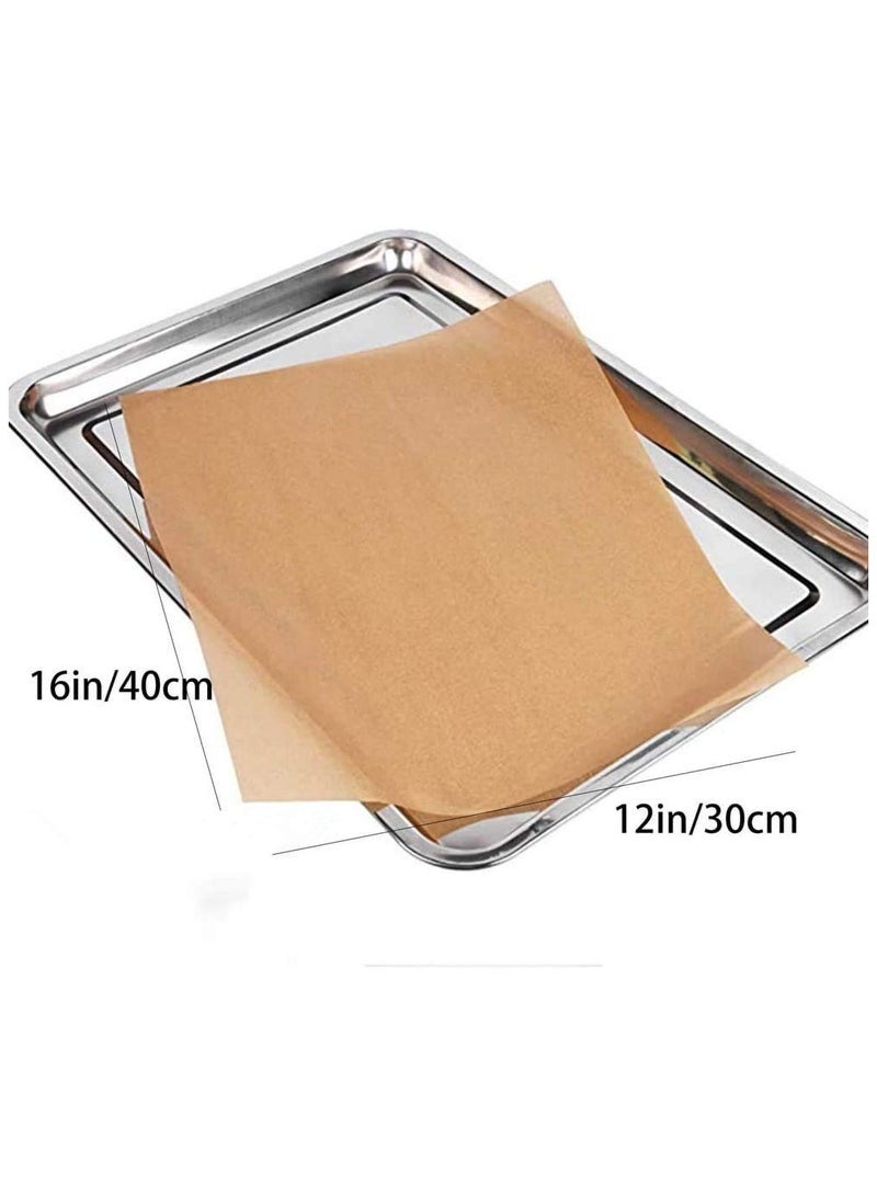 100 Pieces Parchment Paper Baking Sheets, Precut Non-stick and Unbleached, Will Not Curl or Burn, Non toxic and Comes in Convenient Packaging, 30cmX40cm (Brown) - Image 2