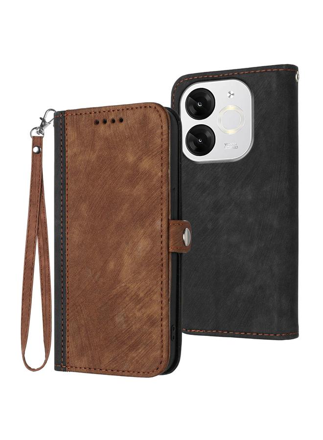 اس-توب جراب هاتف Itel A80 بمشبك جانبي وحزام يد مزدوج الطي مصنوع من الجلد - Image 1