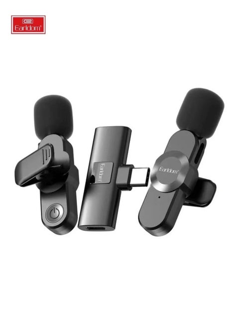 Wireless Lavalier Microphone for andriod Type C – Plug & Play Mini Mic with Charging Case & Earbud – Dual Lightning Mics for YouTube, TikTok, Live Streaming, Vlogging, Podcast, Interviews, Gaming