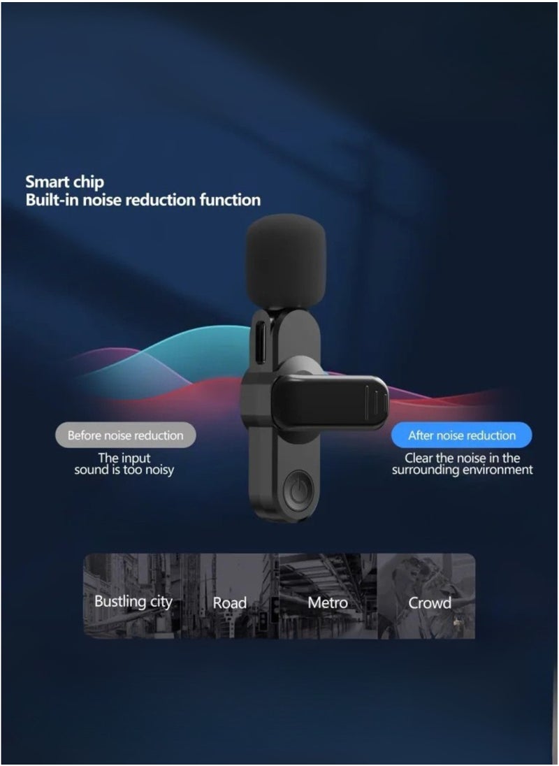 Wireless Lavalier Microphone for andriod Type C – Plug & Play Mini Mic with Charging Case & Earbud – Dual Lightning Mics for YouTube, TikTok, Live Streaming, Vlogging, Podcast, Interviews, Gaming