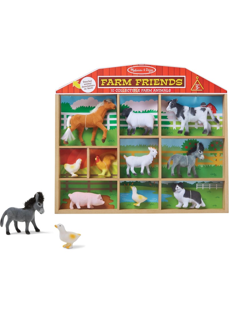 ميليسا آند دوج مجموعة حيوانات المزرعة من ميليسا آند دوغ – 10 مجسمات قابلة للتجميع مع صندوق تخزين خشبي - Image 1