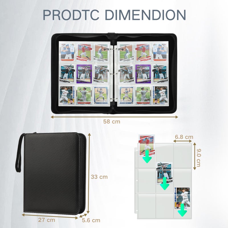 MOSLA Trading Card Binder with Sleeves 9 Pocket Premium 720 Double Sided Pocket PU Card Collection Binder, Collectible Albums Card Folder for MTG, TCG, Sports Cards - Image 2