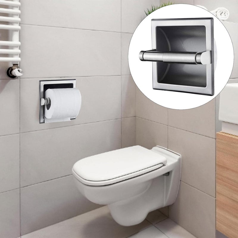 Toilet Paper Holder Stainless Steel Paper Towel Dispenser Rack Stand with Resin Base Suitable for Household Kitchen Hotel Office, Silver A - Image 4