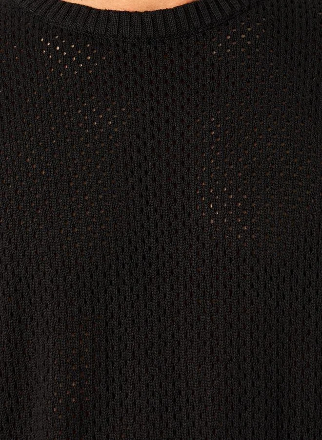 ستايلي Textured Knit Relaxed Fit Crew Neck Sweater