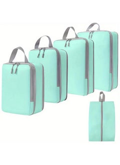 House of Quirk Compression Packing Cubes for Travel, 5 Set Packing Cubes Travel Organizer Compressible Travel Essentials Packing Organizers Travel Essentials (Mint)