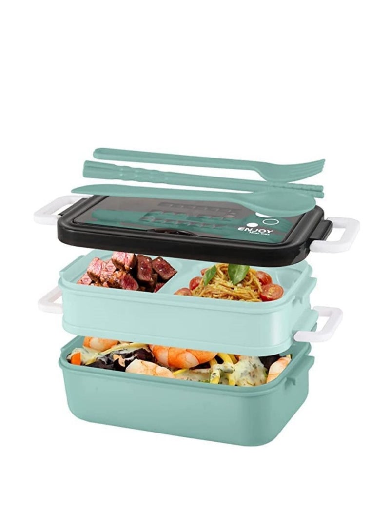 Cool Baby COOLBABY Premium Food Container with Soup Bowl and Cutlery  Insulated Lunch Box with 3 Layers  Stainless Steel Bento Lunch Box  Leakproof Design and Side Handles  21.5 x 11.5 x 11cm Green  - Image 3