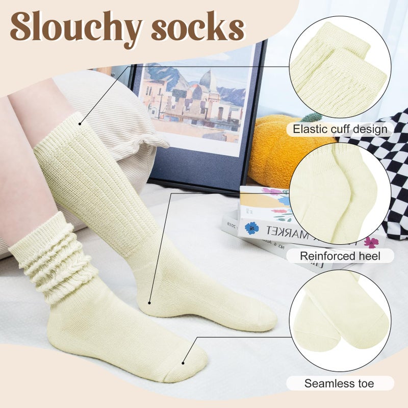 Justay 5 Pairs Slouchy Socks for Women - Slouch Long Crew Knit Boot Athletic Calf Tube Scrunch Socks - Image 3