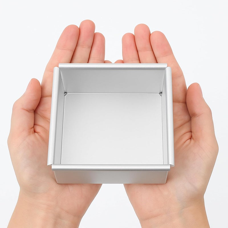 KASTWAVE 4 Inch Square Aluminum Cheesecake Pan with Removable Bottom, Loose Base Cake Mold for Baking, Commercial Grade Bakeware (4.4"x4.4"x2" Exact Size) - Image 3