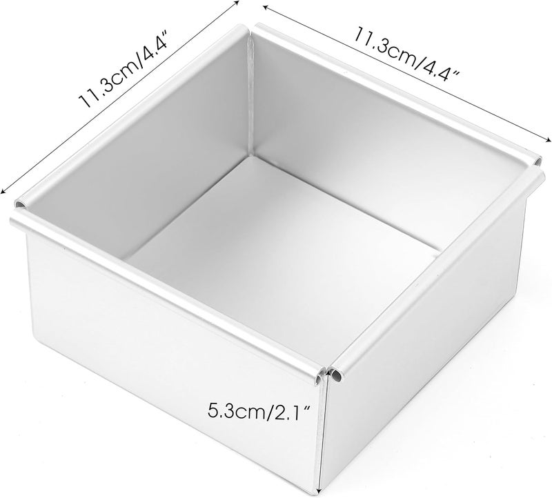 KASTWAVE 4 Inch Square Aluminum Cheesecake Pan with Removable Bottom, Loose Base Cake Mold for Baking, Commercial Grade Bakeware (4.4"x4.4"x2" Exact Size) - Image 5