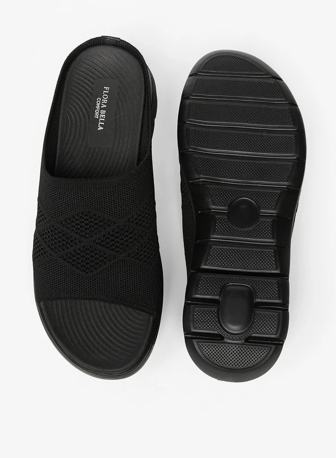 Flora Bella By Shoexpress Womens Textured Flatform Slide Sandals