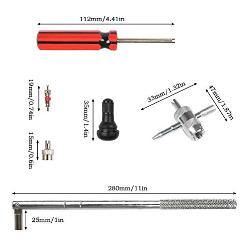 FOCCTS 17 PCS Tire Valve Stem Tool Puller and Installer Kit, 6 Pcs TR412 Snap-in Valve Stems with Valve Stem Cores, Easily Replace Your Old Tubeless Valve Stems,Single Head Tire Valve Core Remover - Image 2