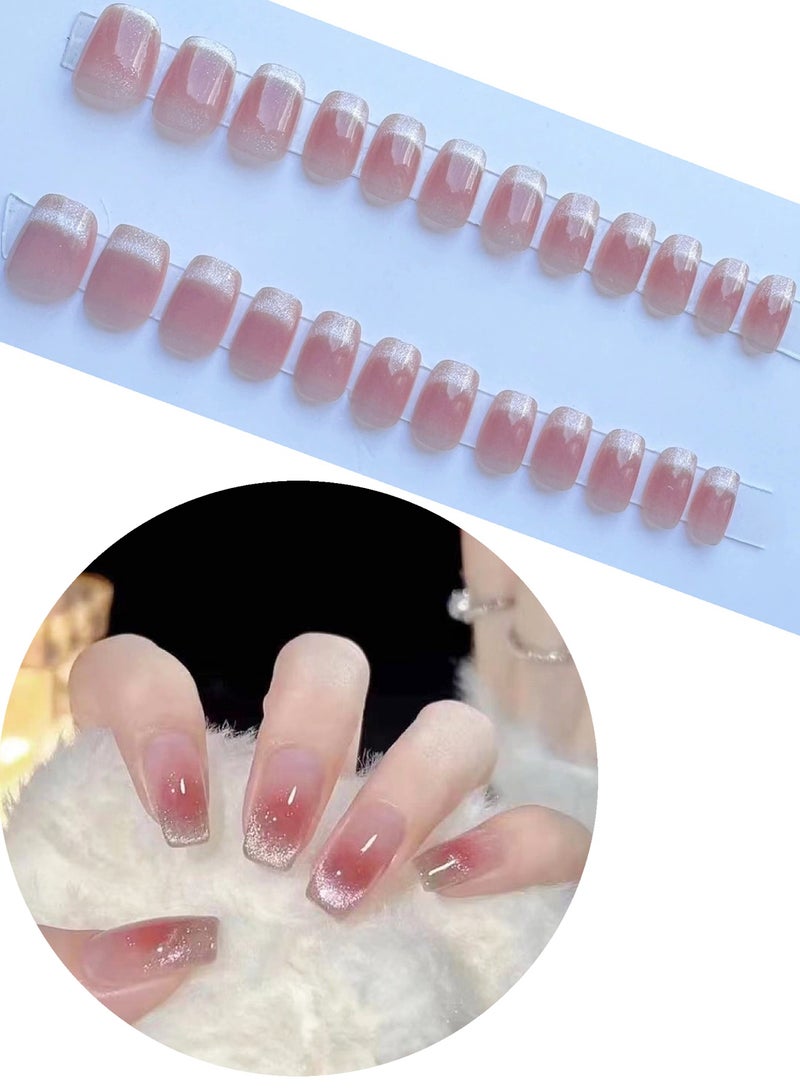Generic 12 Pairs Nude Gradient Press On Nails for Women, Short Round Style Removable False Nails, Reusable Wearable Nail Tips, No Damage to Natural Nails, Daily & Eid Party Use - Image 1