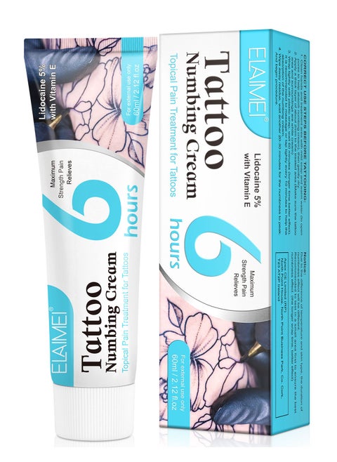 Tattoo Cream Before Tattoo, 6-8 Hours Maximum Strength Painless Cream Tattoo, Numbing Cream for Tattoos with Aloe Vera, Vitamin E (Packaging May Vary)