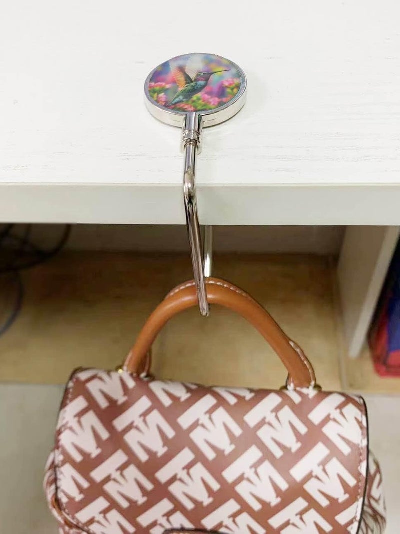 ROFLYER Purse Hook Hanger for Table Bar Long Handbag Hanger Bag Hanger with Velvet Pouch (Hummingbird 02) - Image 4