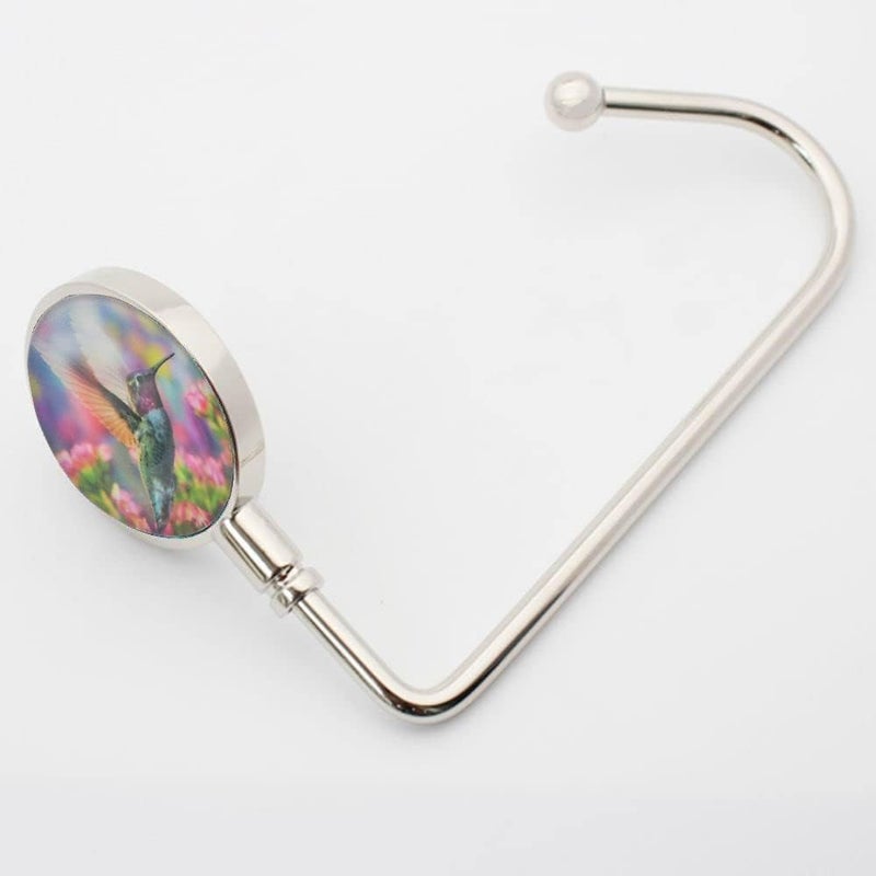 ROFLYER Purse Hook Hanger for Table Bar Long Handbag Hanger Bag Hanger with Velvet Pouch (Hummingbird 02) - Image 3