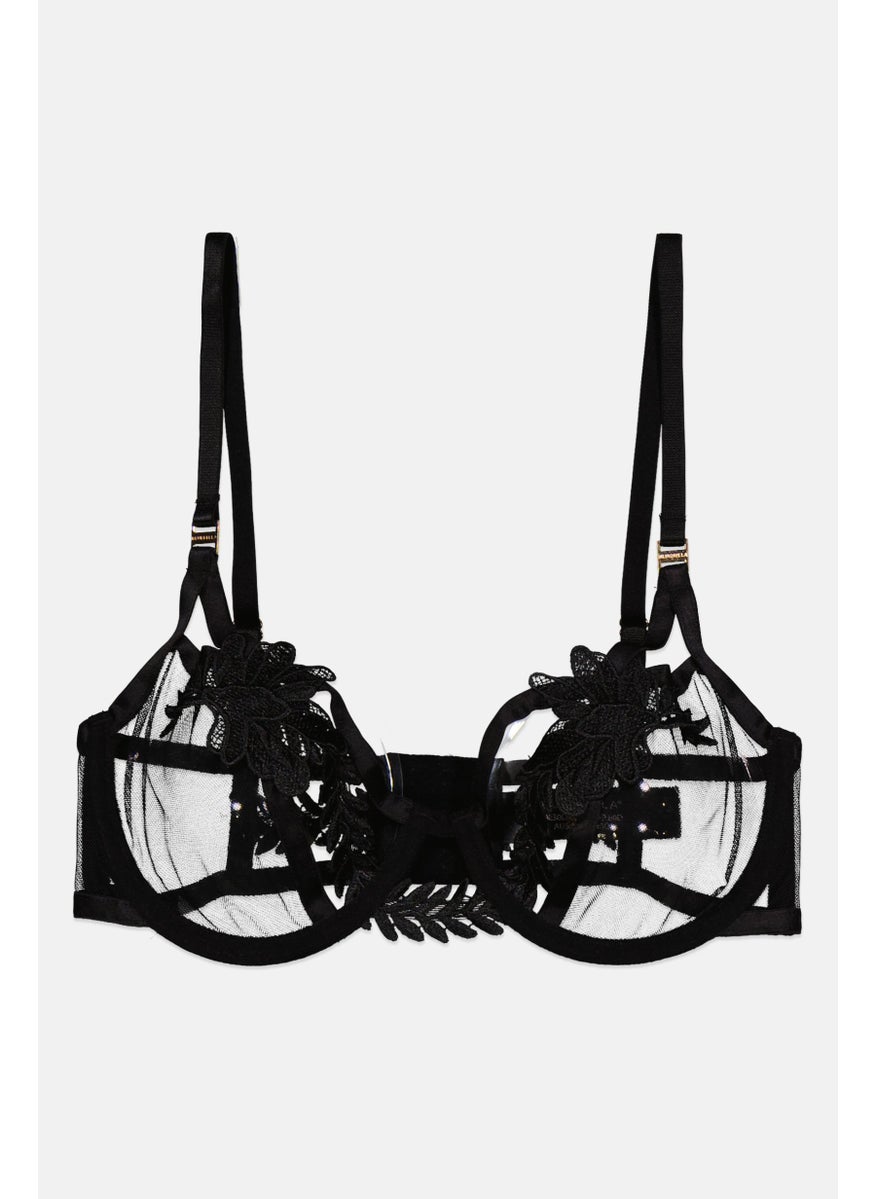 BLUEBELLA Women Textured Non Padded Wired Bra, Black  - Image 1