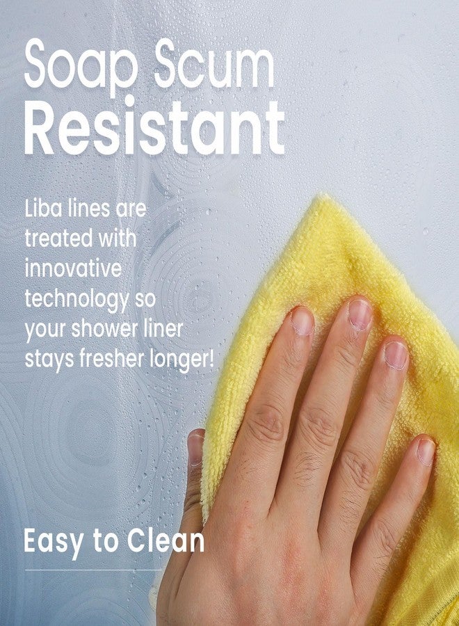 LiBa PEVA Shower Curtain Liner with 12 Plastic Rings - 8G Waterproof Shower Liner for Bathroom, 72x72 Inch Stall Shower Curtain Liner with Magnets, Oceanic Gradient Weighted - Image 2