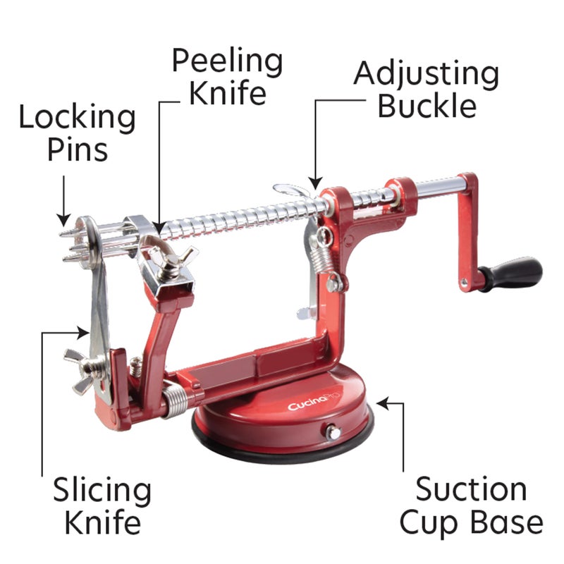 CucinaPro Apple Peeler and Corer - Durable Heavy Duty Chrome Cast Iron w Powerful Countertop Suction, Hand Crank for Fruits, Potatoes or Veggies, Picking Season- Pie Dessert Baking, Must Have Kitchen Essential  - Image 2