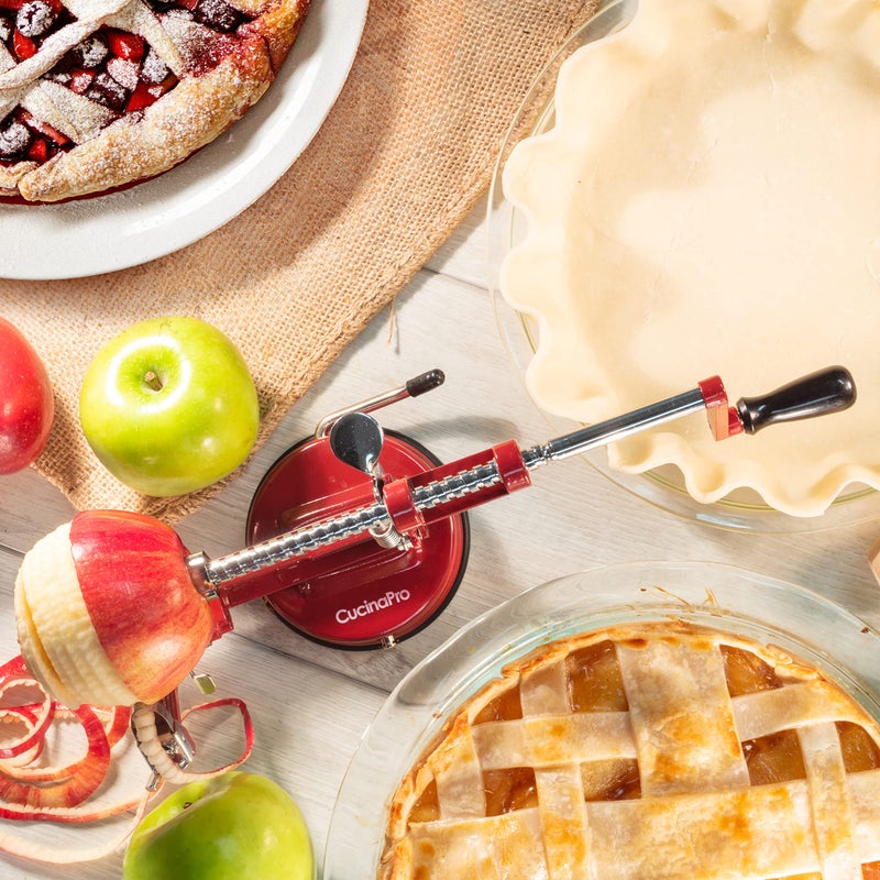 CucinaPro Apple Peeler and Corer - Durable Heavy Duty Chrome Cast Iron w Powerful Countertop Suction, Hand Crank for Fruits, Potatoes or Veggies, Picking Season- Pie Dessert Baking, Must Have Kitchen Essential  - Image 5
