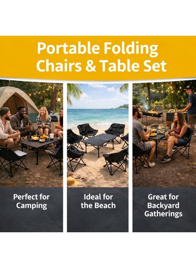 Outdoor Folding Camping Chair & Table Set – 6 Chairs (69×46×63 cm), Portable Picnic & Garden Furniture - Image 5