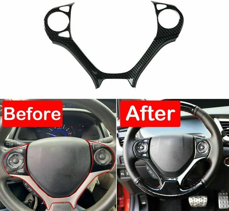 Wivplex Carbon Fiber Steering Wheel Trim for Civic 2012-2015 - Image 4