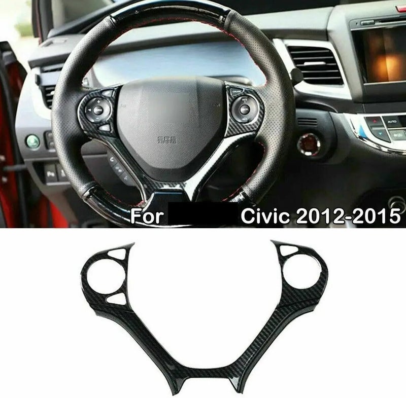 Wivplex Carbon Fiber Steering Wheel Trim for Civic 2012-2015 - Image 3