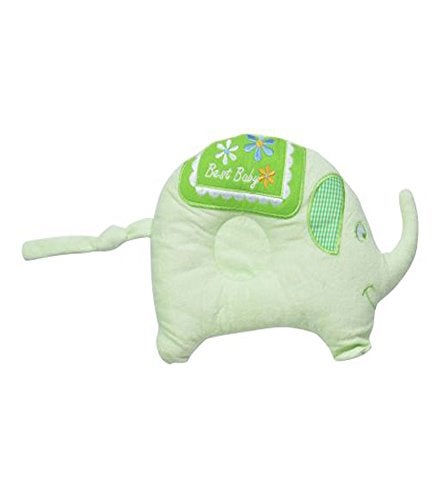 Mummamia-Infant Essentials Organic Cotton Extra-Soft Contoured Elephant Shape Baby Head Pillow -Knotty Tails - Image 1