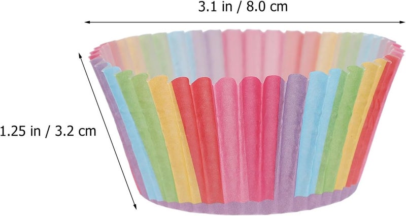 GANAZONO 500pcs Decorative Cake Cups and Muffin Wrapping Cups, Oil-resistant Paper Baking Holders Assorted Rainbow Edge, Colorful Swirl, Diamond Heart Patterns, Non-stick Random Color - Image 2