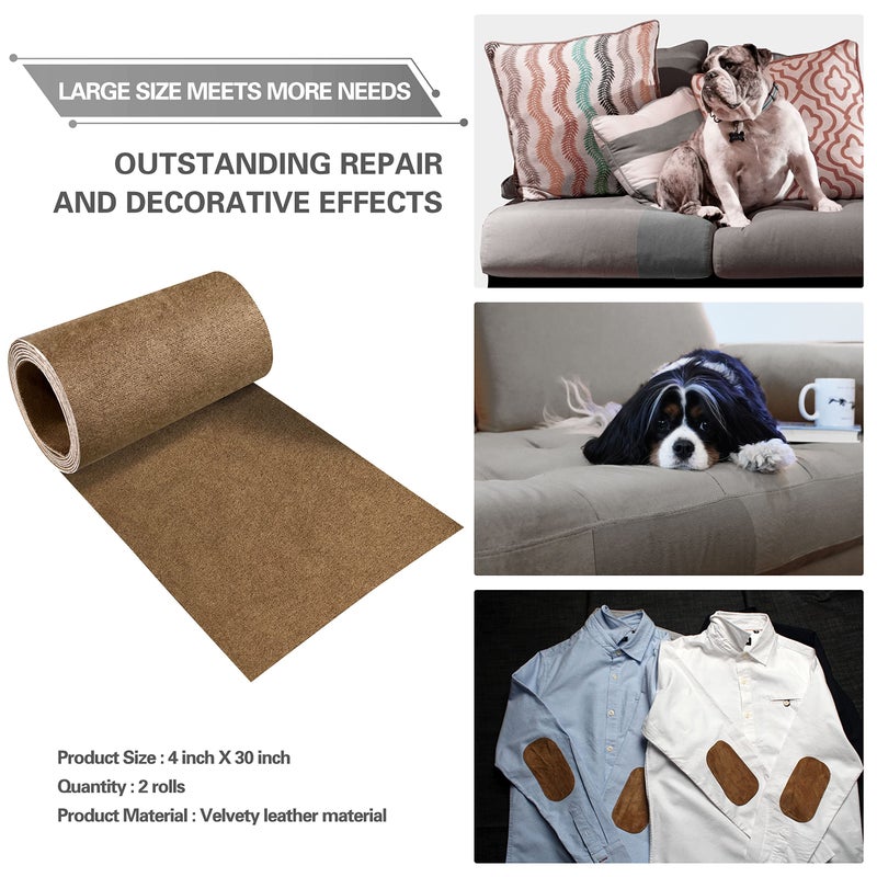 Azobur Velvet Repair Patch, Self-Adhesive Flannel Fabric Patch, Multi Colors, Microfiber Patchï¼ŒCan be Used to Patch Sofas, Car Seats, Handbags, Jacket Holes and Tears (Brown) - Image 2