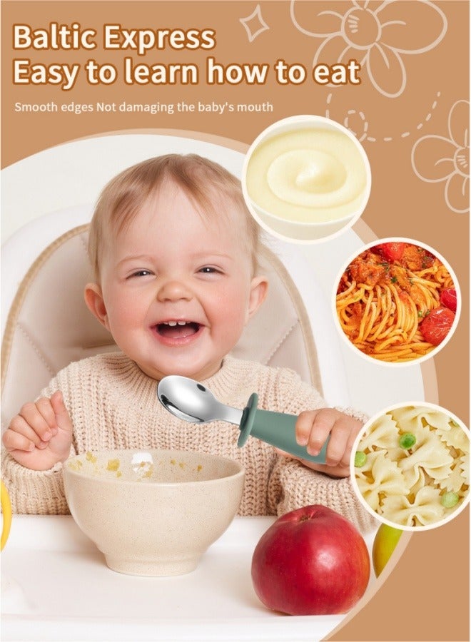 3 Piece Children's Knife, Fork And Spoon Cutlery Set 316 Stainless Steel Silicone Short Handle Cutlery Set  - Image 3