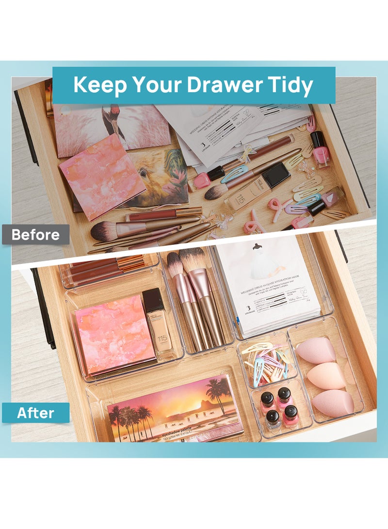 Vtopmart 26 PCS Clear Plastic Drawer Organizers Set, 4-Size Versatile Bathroom and Vanity Storage Bins - Image 4