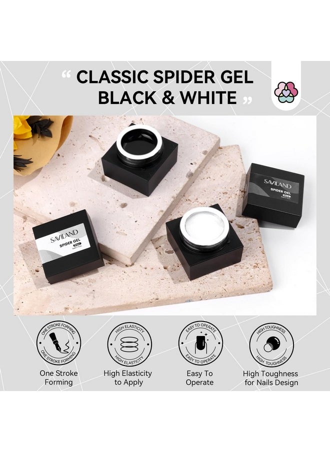 Saviland SAVILAND 2 PCS Spider Gel Set: Black & White Spider Gel for Nail Art Soak off Gels U V LED Good Toughness and Elasticity Easy To Use for Beginner Manicurist Home Salon Use  - Image 2