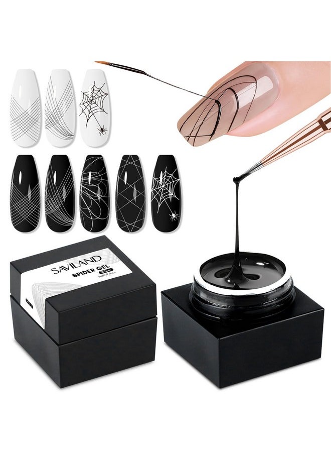 Saviland SAVILAND 2 PCS Spider Gel Set: Black & White Spider Gel for Nail Art Soak off Gels U V LED Good Toughness and Elasticity Easy To Use for Beginner Manicurist Home Salon Use  - Image 1