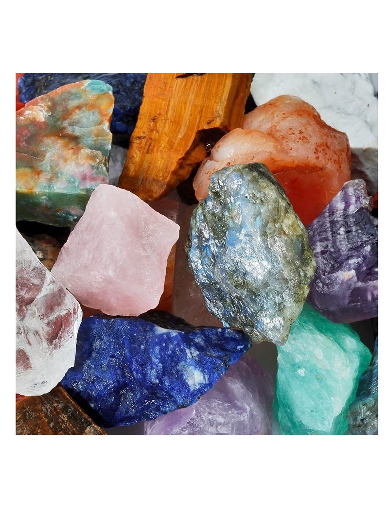 Excefore 1 رطل من بلورات خام طبيعية خام من الأحجار الخام المستخدمة في بلورات الشفاء، والتدحرج، والصقل، والتلميع، والنحت، ولف الأسلاك، وعلاج بلورات الريكي، والأحجار المختلطة الملونة - Image 3