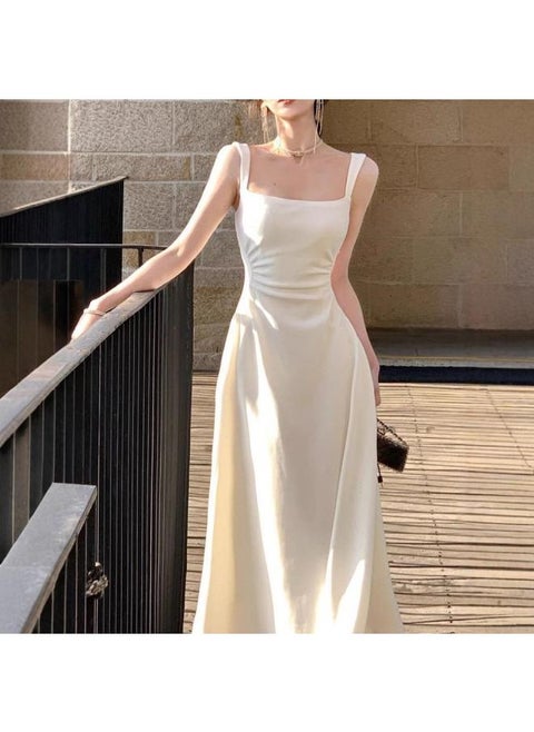 French High-end First Love White Sling Dress Women's Summer 2025 New Spring Long Skirt Elegant Slim-fit