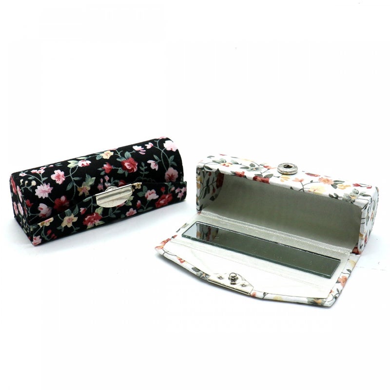 SenseYo 4 Pcs Ladies Floral Lipstick Case Holder with Mirror, Cosmetic Storage Kit Makeup Travel Cases Organizer Bag for Purse - Image 3