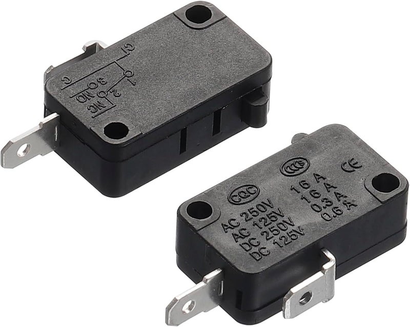 QUARKZMAN Microwave Oven Door Switch Oven Micro Switch Replacement Parts 16A for Microwave Rice Cooker 2 Normally Closed Black Pack of 2 Stain resistant - Image 1