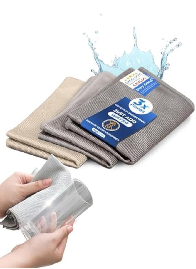 BELLSBERRY - 3-Pack Microfiber Glass Cleaning Cloths – Streak-Free, Reusable, Eco-Friendly Towels for Windows, Mirrors, and Cars - Image 1