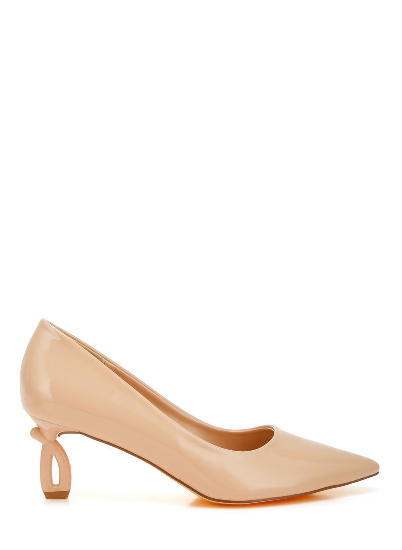 London Rag Pointed Toe Fantasy Heel Pumps in Beige  - Image 1