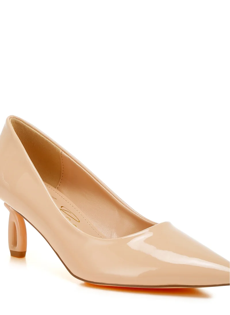 London Rag Pointed Toe Fantasy Heel Pumps in Beige