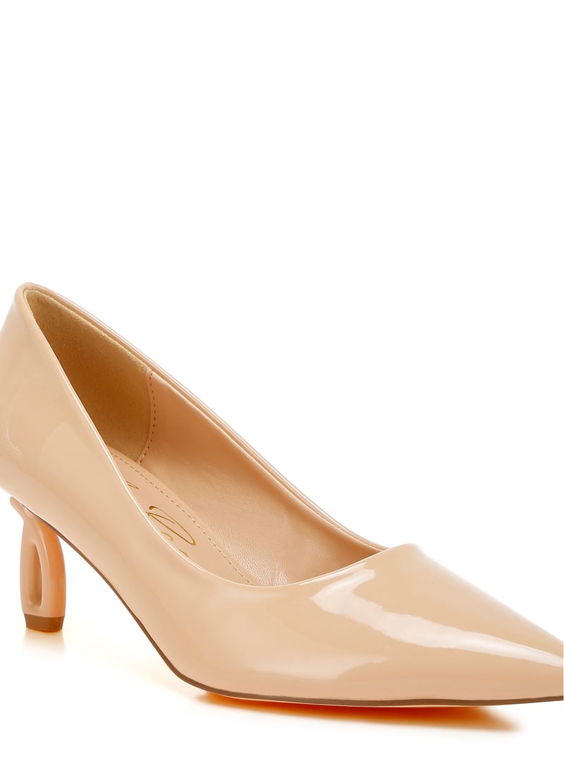 London Rag Pointed Toe Fantasy Heel Pumps in Beige  - Image 5