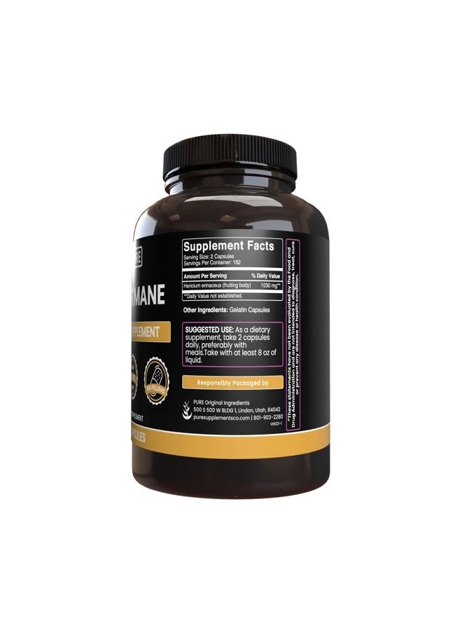 PURE ORIGINAL INGREDIENTS كبسولات فطر الأسد الأصلية النقية، بدون مغنيسيوم أو حشوات أرز، دائمًا نقية (365 كبسولة) - Image 3