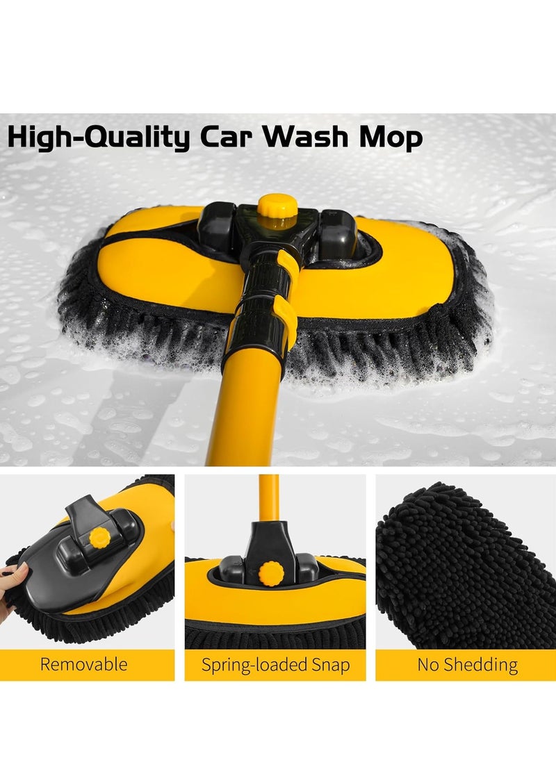 Generic 15 ° long handle curved car wash brush, 43 inch car cleaning brush with extension rod, ultra-fine fiber RV wash handle anti scratch, used for cleaning the exterior of roof trucks, camping cars, SUVs, houses, and vehicles  - Image 4