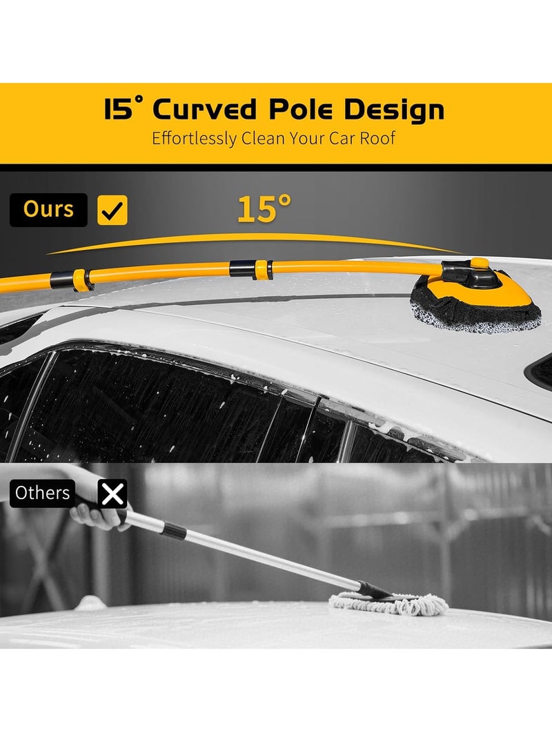 Generic 15 ° long handle curved car wash brush, 43 inch car cleaning brush with extension rod, ultra-fine fiber RV wash handle anti scratch, used for cleaning the exterior of roof trucks, camping cars, SUVs, houses, and vehicles  - Image 5