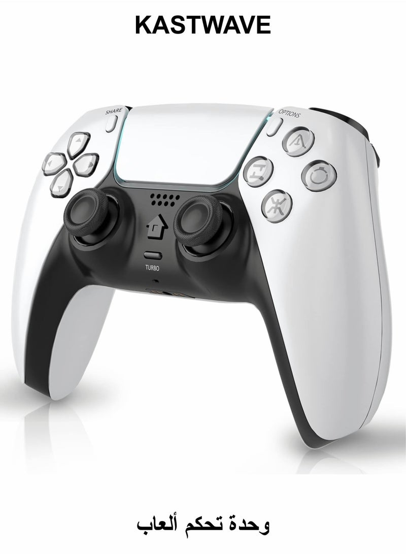 كاست ويف وحدة تحكم ألعاب متوافقة مع PS4/Pro/Slim/Android/PC، وحدة تحكم لاسلكية مع مكبر صوت مدمج، مقبس سماعة رأس ستيريو، اهتزاز مزدوج، زر تشغيل توربو تلقائي، مستشعر حركة 6 محاور - Image 1