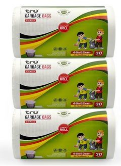 Tru tru Garbage Bags Compact Roll White 46x52cm - Pack of 3 