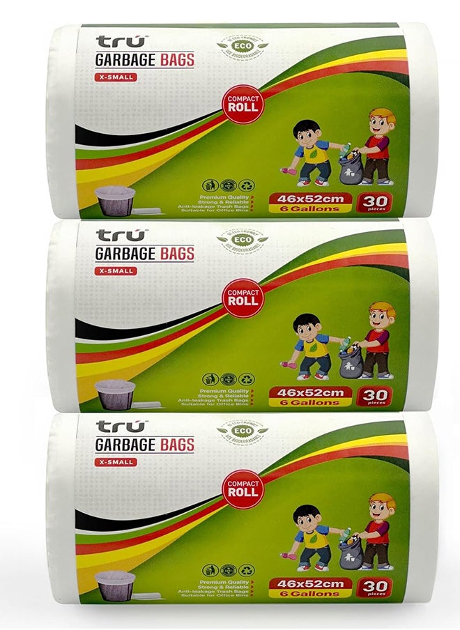 Tru - tru Garbage Bags Compact Roll White 46x52cm - Pack of 3 - Image 1