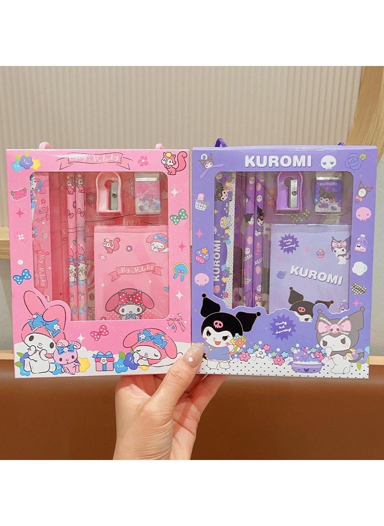 Generic - 6 Piece Stationery Set Sanrio Children's stationery Gift Set back-to-school gift set for students to learn Melody Pencil Ruler - Image 1