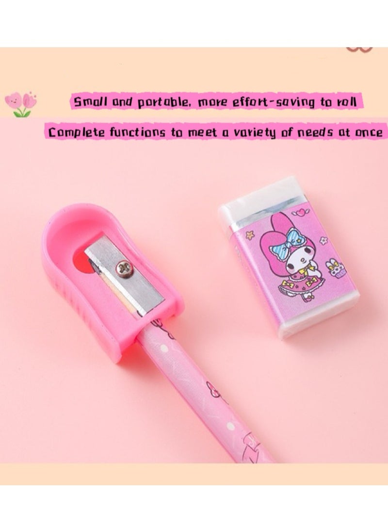 Generic - 6 Piece Stationery Set Sanrio Children's stationery Gift Set back-to-school gift set for students to learn Melody Pencil Ruler - Image 1